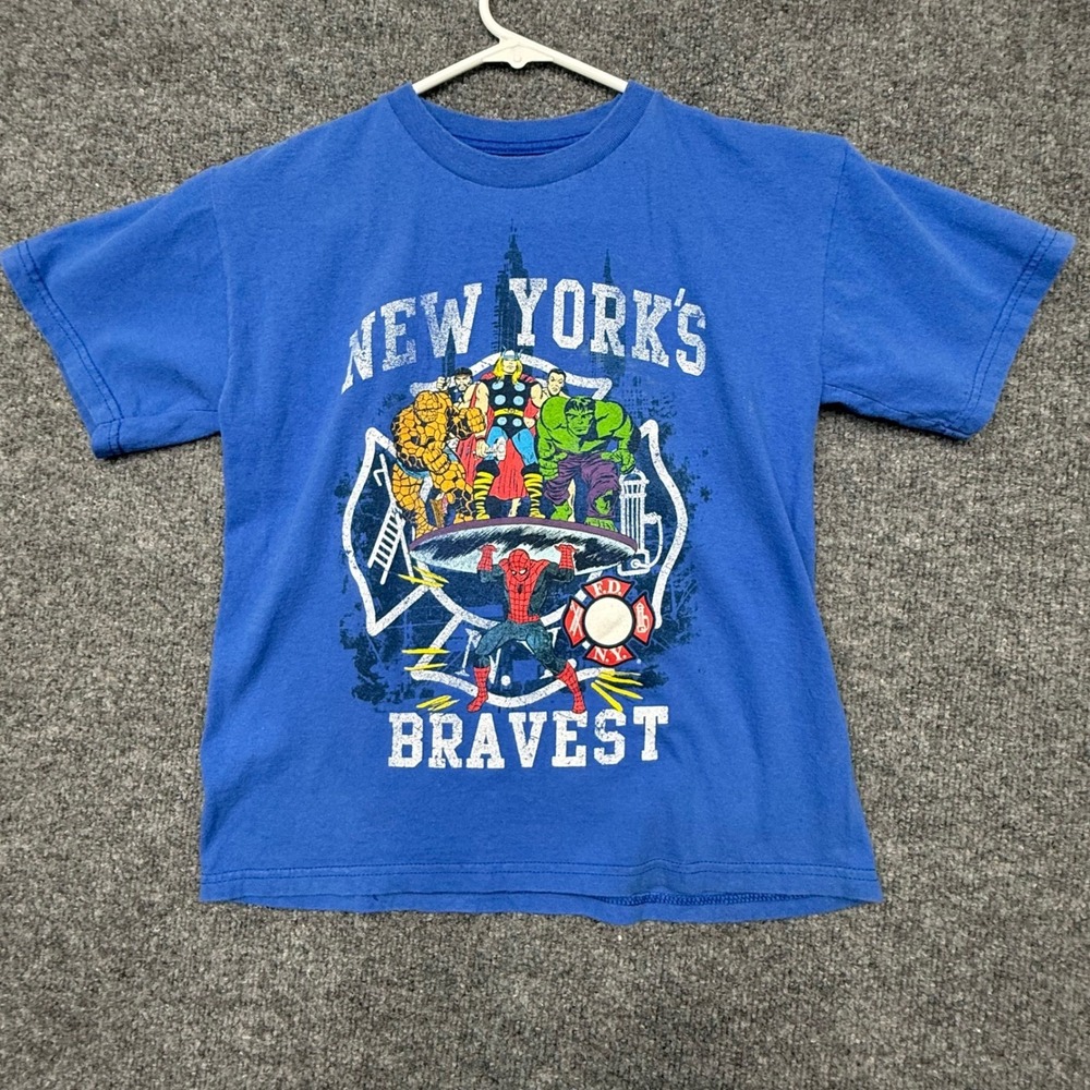 Marvel NYC Kids Small Blue T-Shirt New York's Bravest Avengers Spider-Man 2011